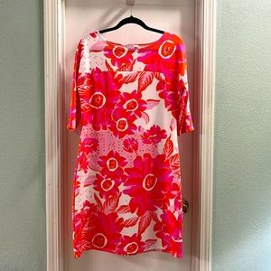 Before + Again Orange and Pink Flowered Dress